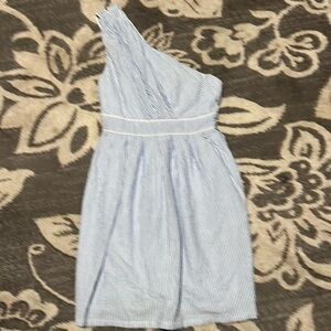 Southern frock sear sucker dress. Size 4. Blue and white. Dressy or casual.